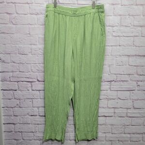 Madewell Crinkled Crepe Pull On Pants Size XL Crop Green Seedling Stretch Resort